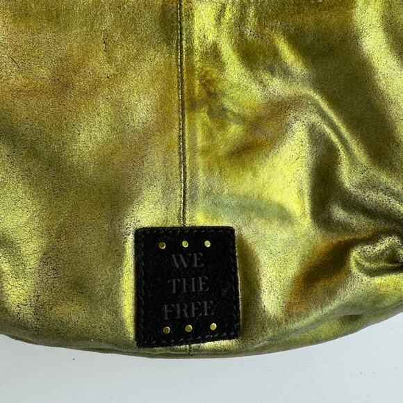 Free People bag slouchy sling leather bag metallic large crossbody - Picture 7 of 10